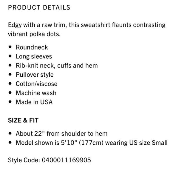 n: PHILANTHROPY Polka Dot Sweatshirt - Picture 13 of 13